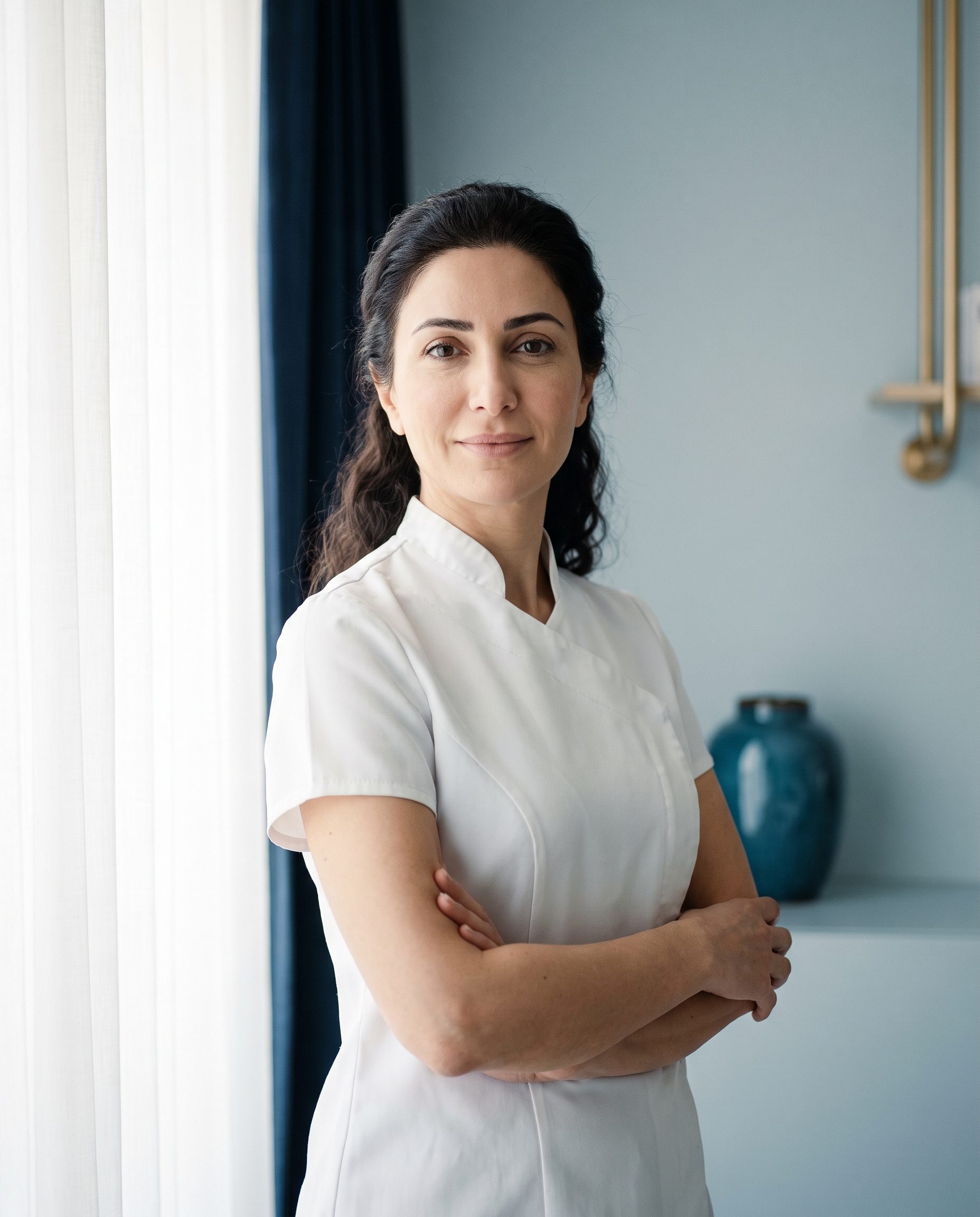Portrait of the clinic's founder in the treatment room